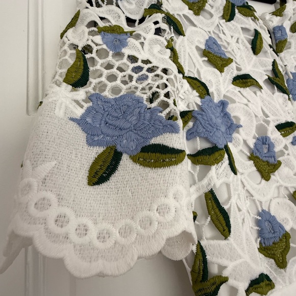 Just Me White and Blue Lace Dress - Picture 3 of 7